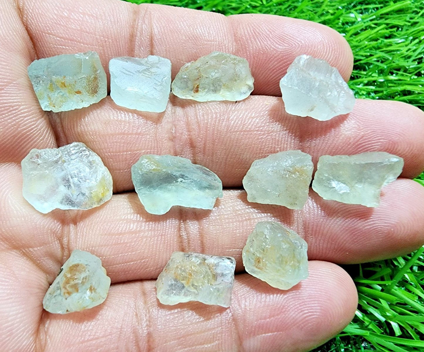 Stunning Blue Aquamarine Gemstone Rough 11Pcs Lot 11-17mm Aquamarine Raw Stones