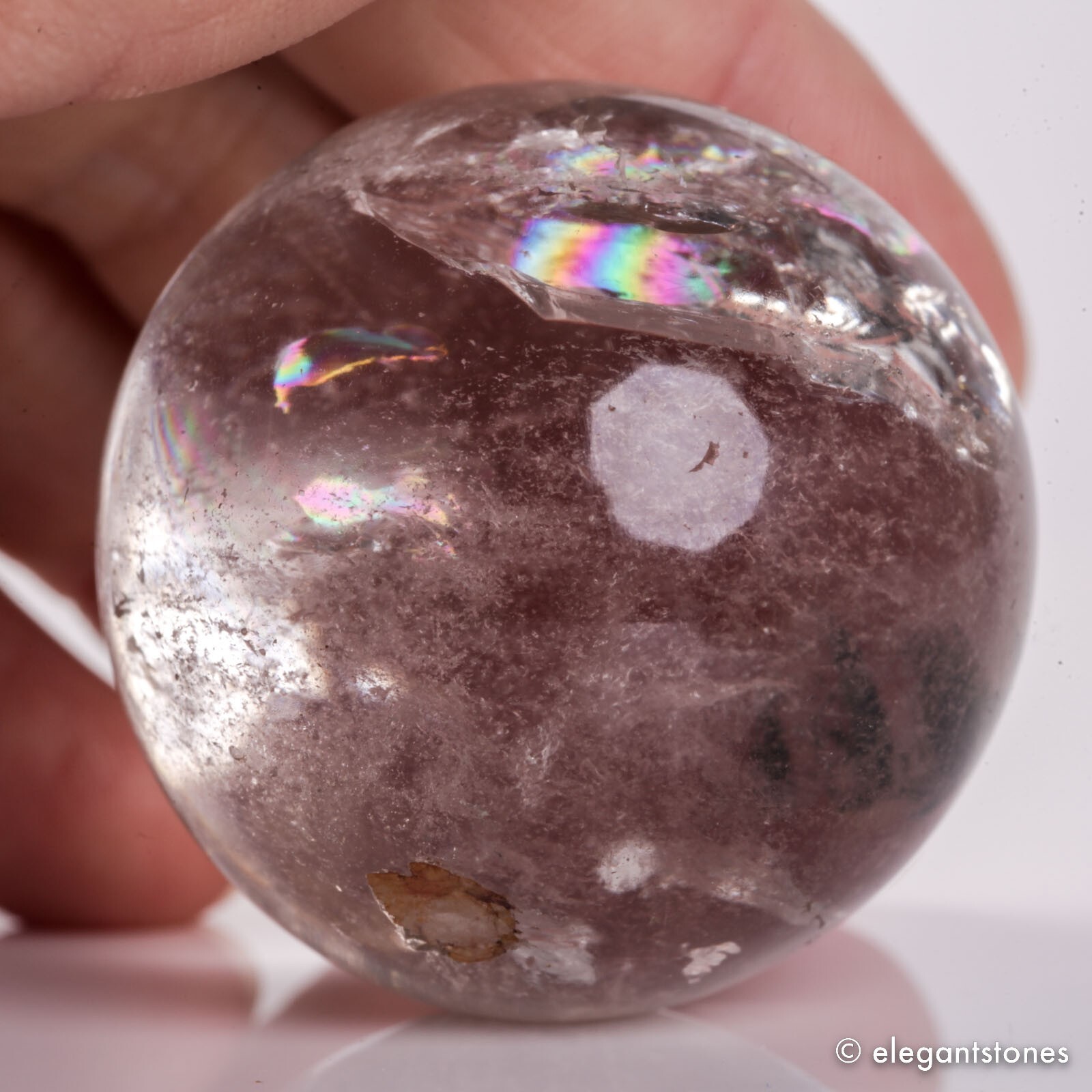 78g38mm Natural Garden/Phantom/Ghost/Lodolite Quartz Crystal Sphere Healing Ball