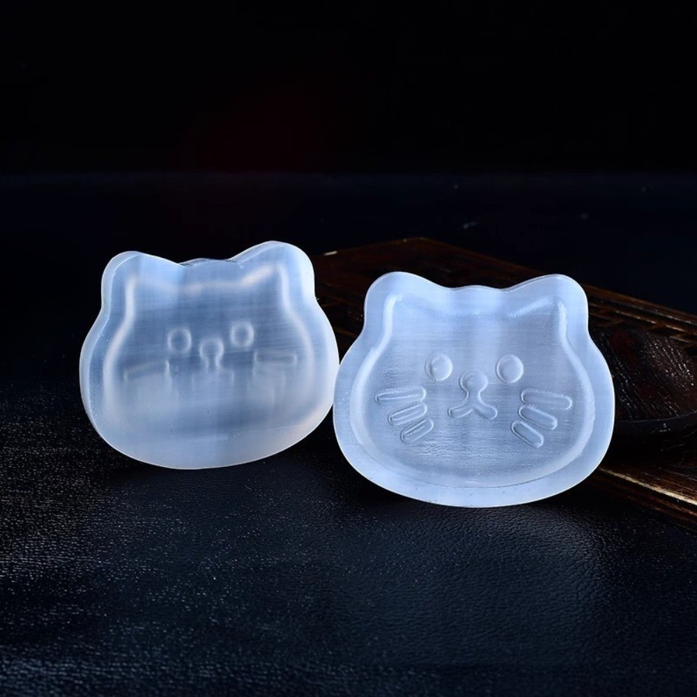 Gypsum Hand Carved Cat Bowl Shape Reiki Healing Spiritual Energy Craft Gift1pcs