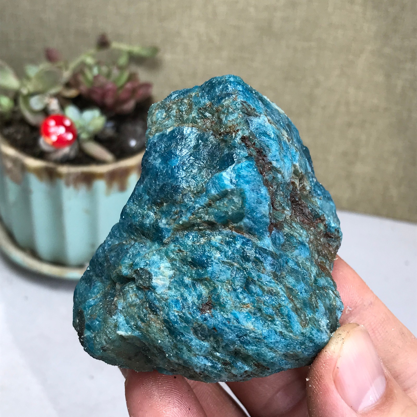 57-49-50mm Top Natural apatite Crystal uncut gemstone Mineral Specimen A4189