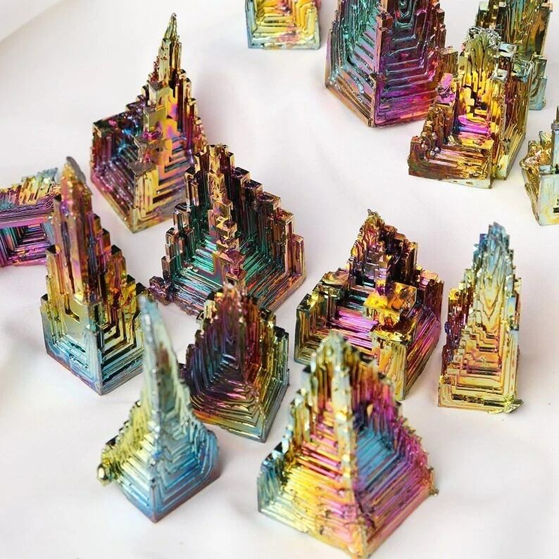 Rare Raw Aura Rainbow Titanium Bismuth Quartz Mineral Specimens Home Decor Gift