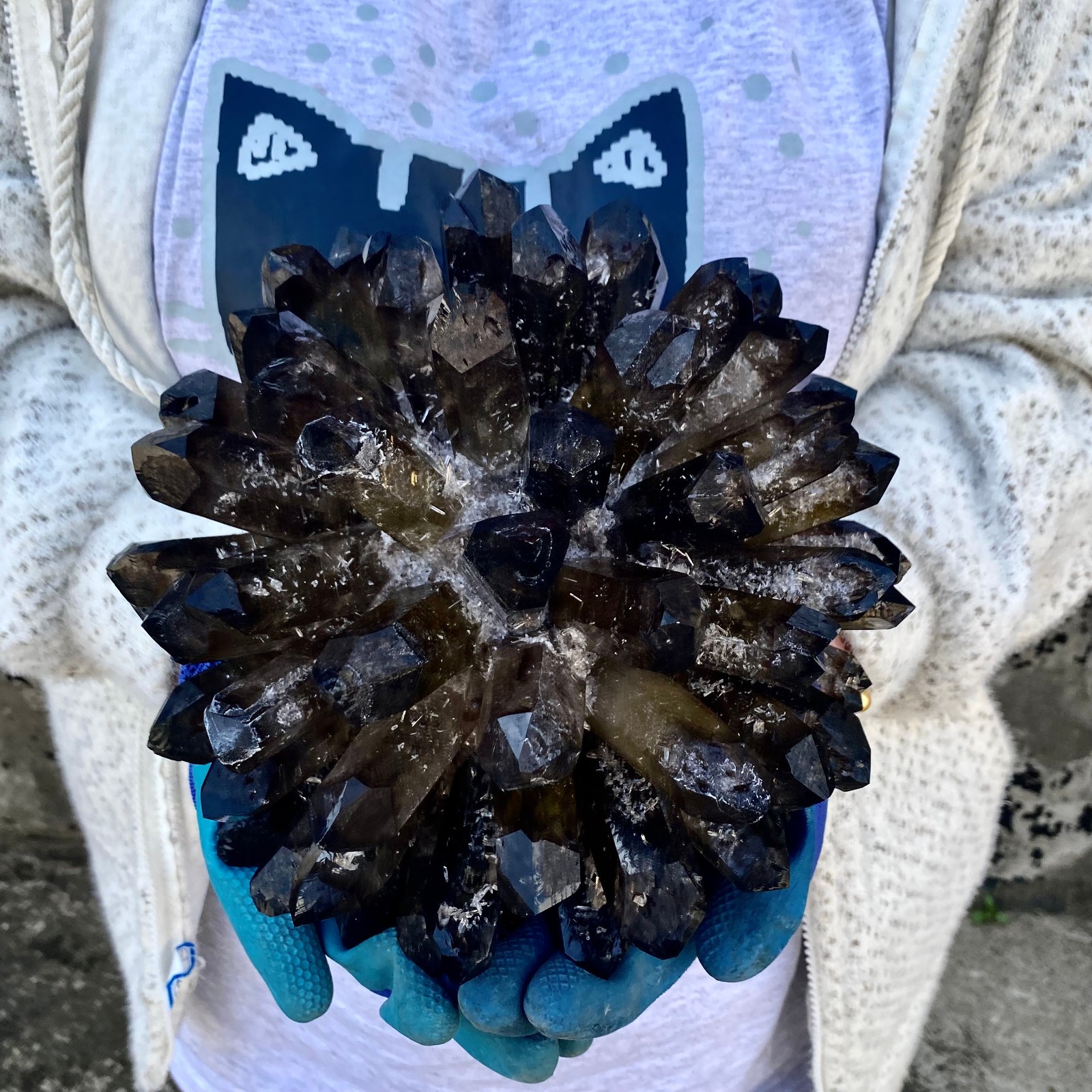 12G New Find black Phantom Quartz Crystal Cluster Mineral Specimen Healing