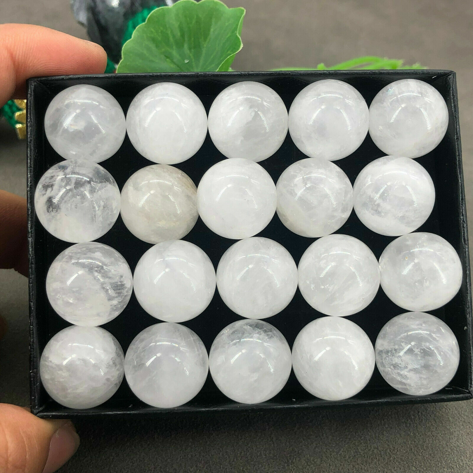 20pc Natural Clear white Quartz hand Carved Crystal Sphere Reiki Healing Random