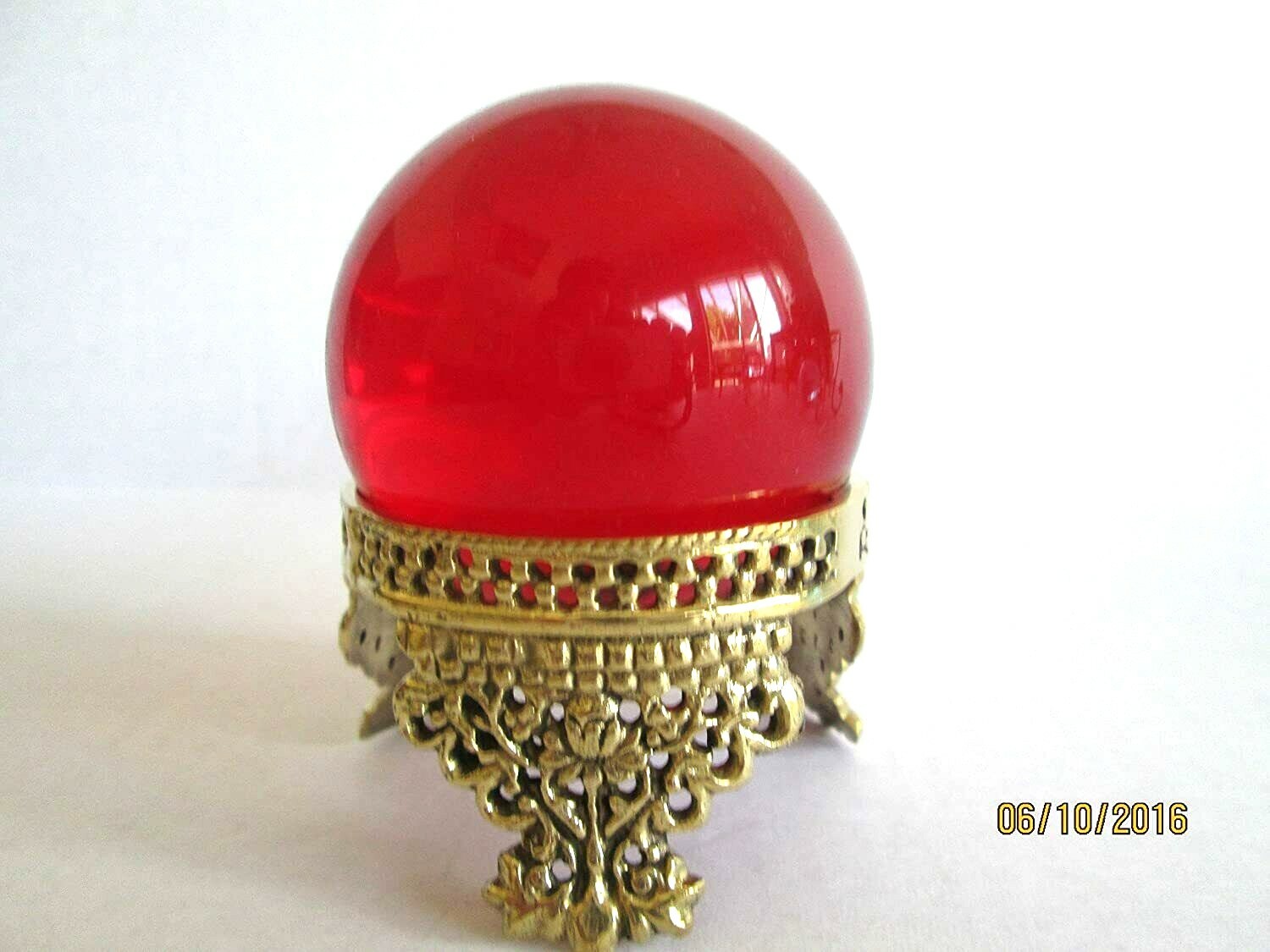 Solid Brass Crown Design, Crystal ball, Gemstone Holder, Stand,Display, 2″ dia.
