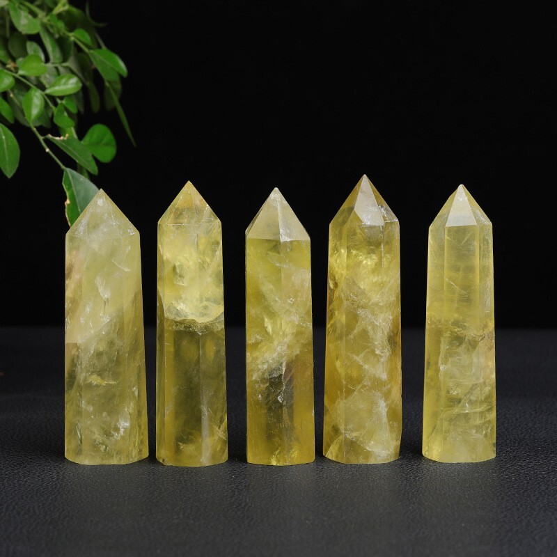 Natural Citrine Stone Healing Crystal Wands Reiki Obelisk Point Tower Decoration
