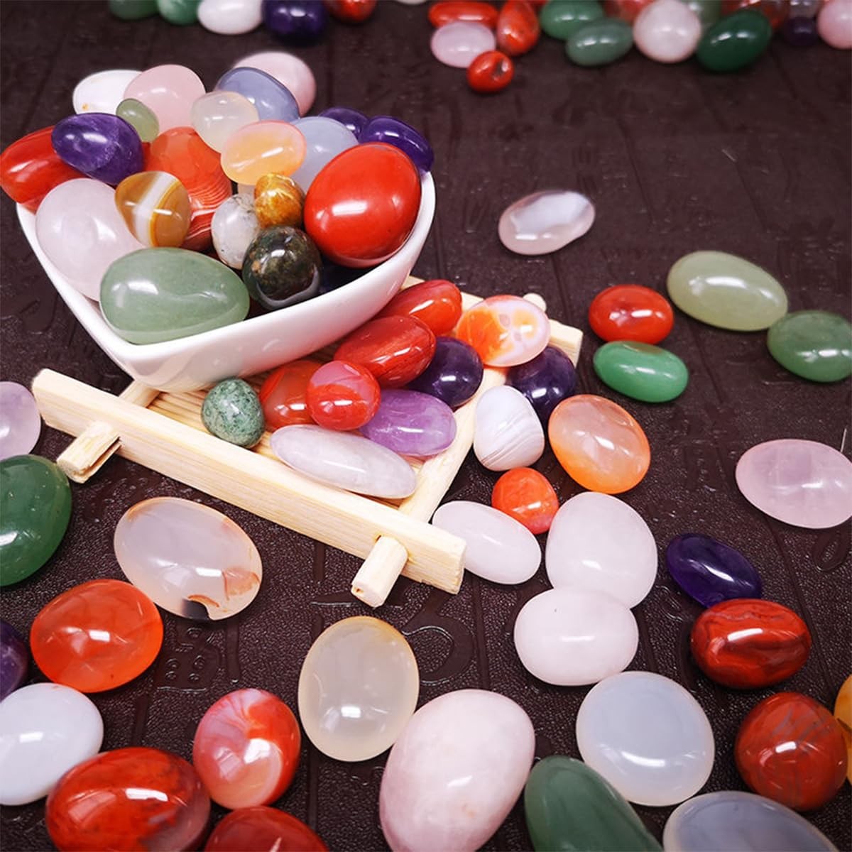 100 Pcs Mixed Agate Stone Tumbled Stones Natural Bulk Assorted Tumbled Polish…