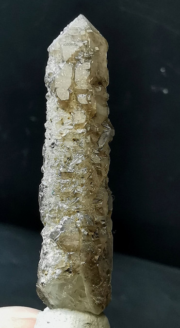 Smoky Elestial Quartz Crystal Point with Etching and Regrowth Inner Mongolia