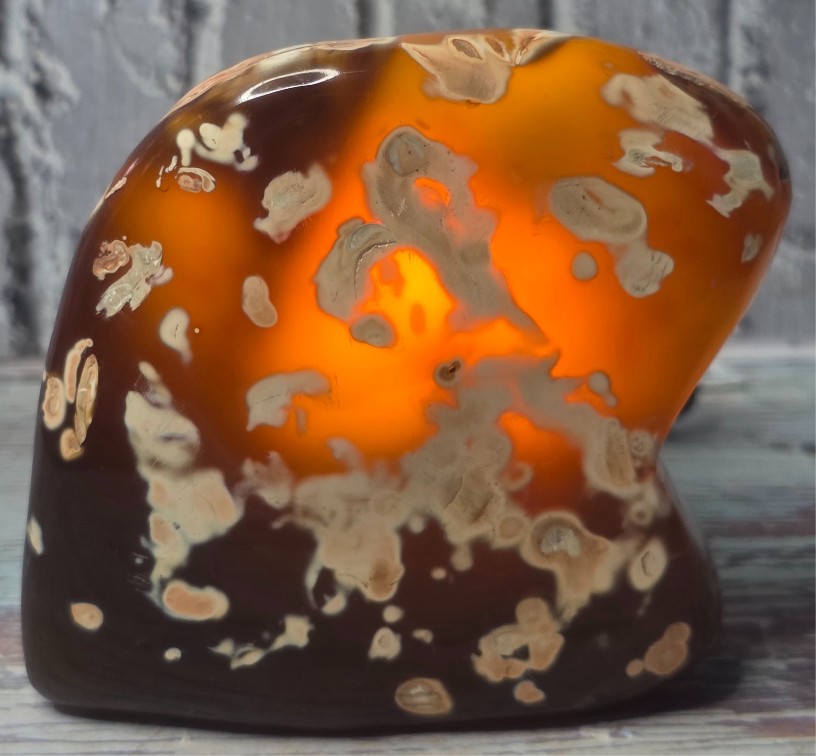 Large Rare Natural Amber Color Orca Agate Polished Freeform Translucent Color