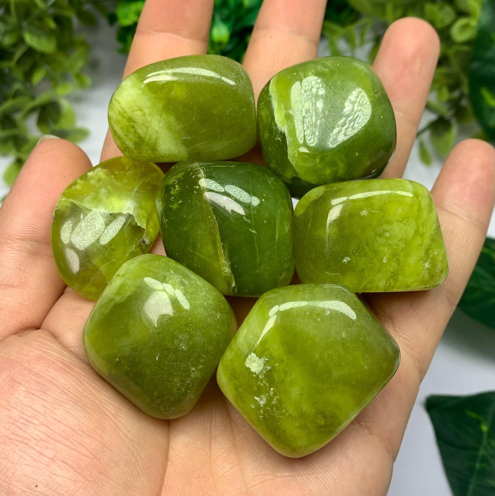 275g Best Quality Transparent Green Jade Tumbles, Shah Maqsood Jade Tumbles