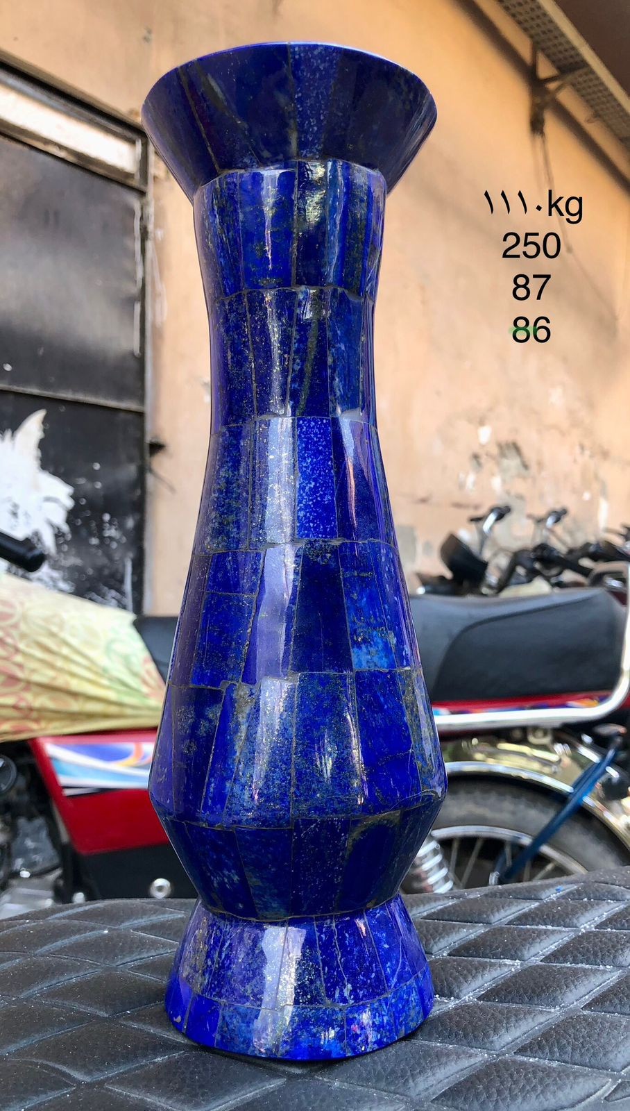 1.11 kg very Beautiful Natural Lapis lazuli Vase Excellent Deep Blue Color . Afg