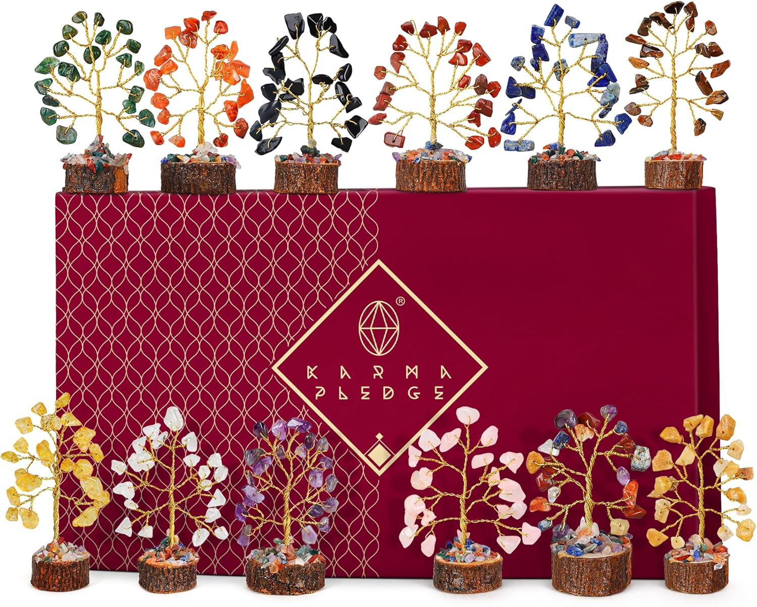 Crystal Tree Set of 12 Unique Birthday Gifts for Women, Sister, Mom, Home Office
