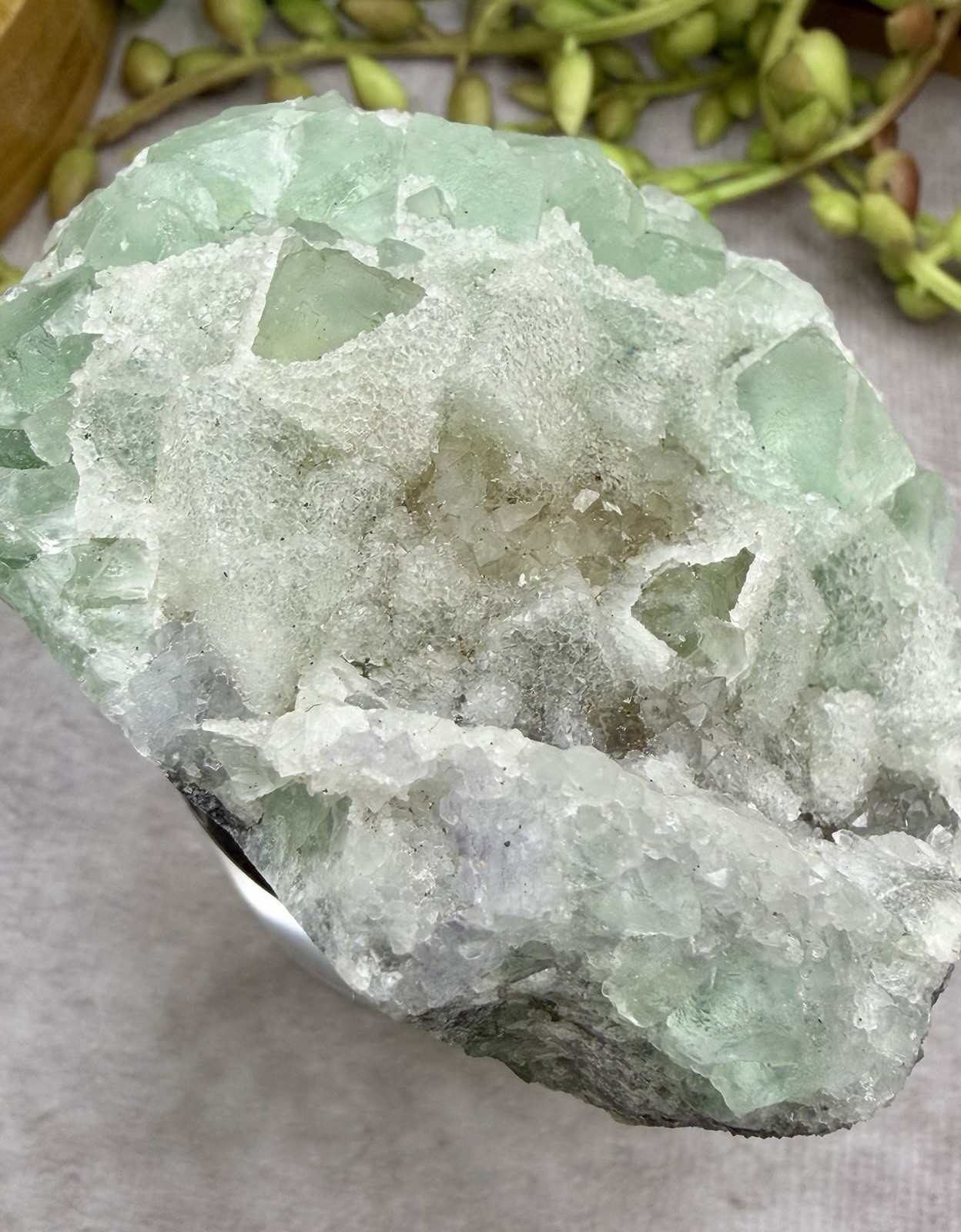 Crystal 233g Quartz Sugar Green Fluorite Cube Specimen Mineral Cluster UV React