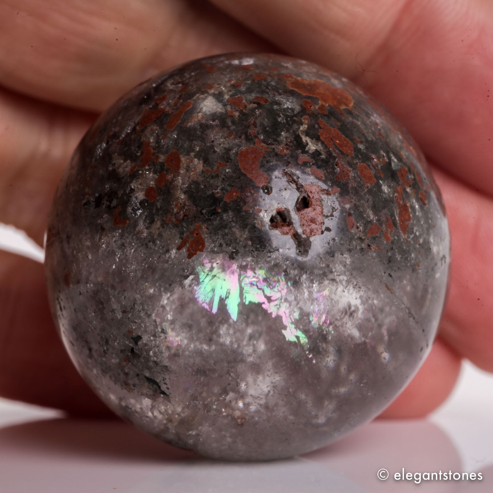 67g37mm Natural Garden/Phantom/Ghost/Lodolite Quartz Crystal Sphere Healing Ball