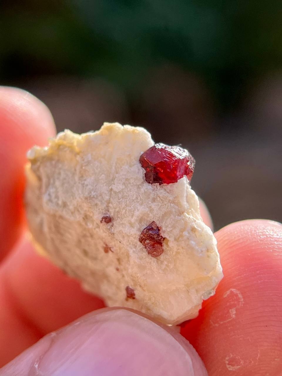 4.4 Gram Etched Deep Red Spessartine Garnet On Matrix From Skardu, Pakistan