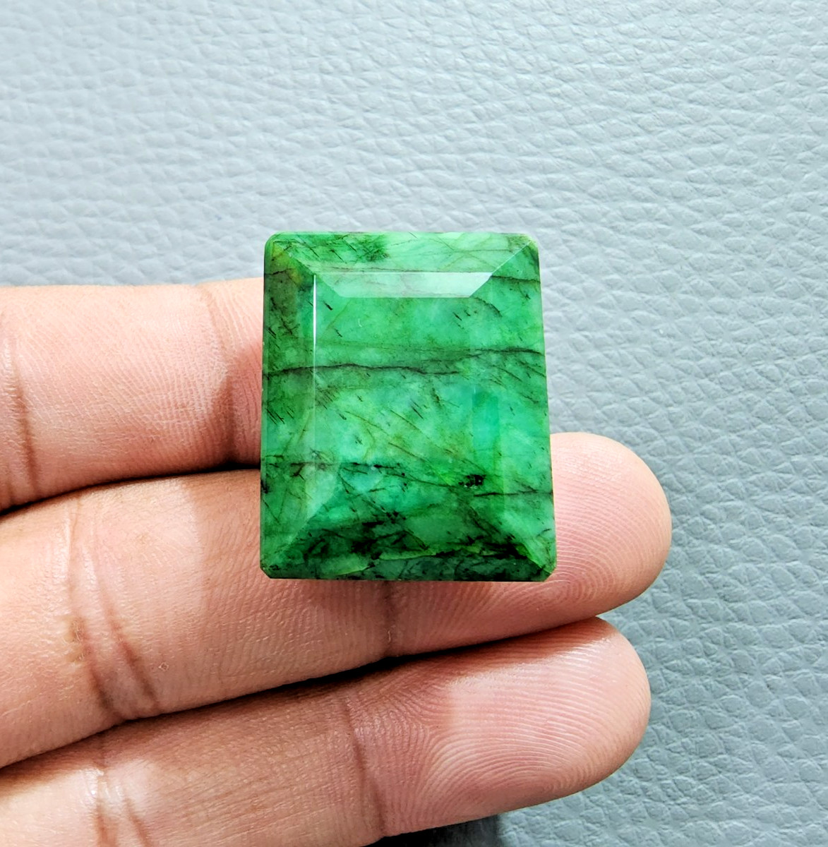 Gorgeous A+ Green Brazilian Emerald Rectangle Shape Loose Gemstone Jewelry 75 Ct