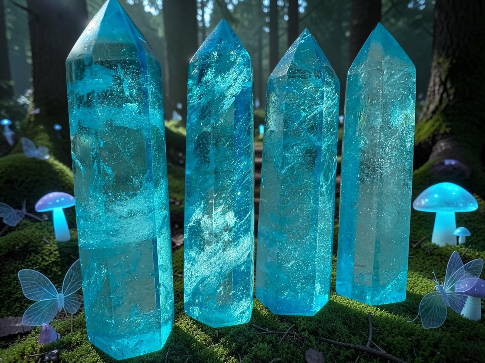 Blue Aqua Quartz Tower Crystal Point | Iridescent Healing Meditation Stone