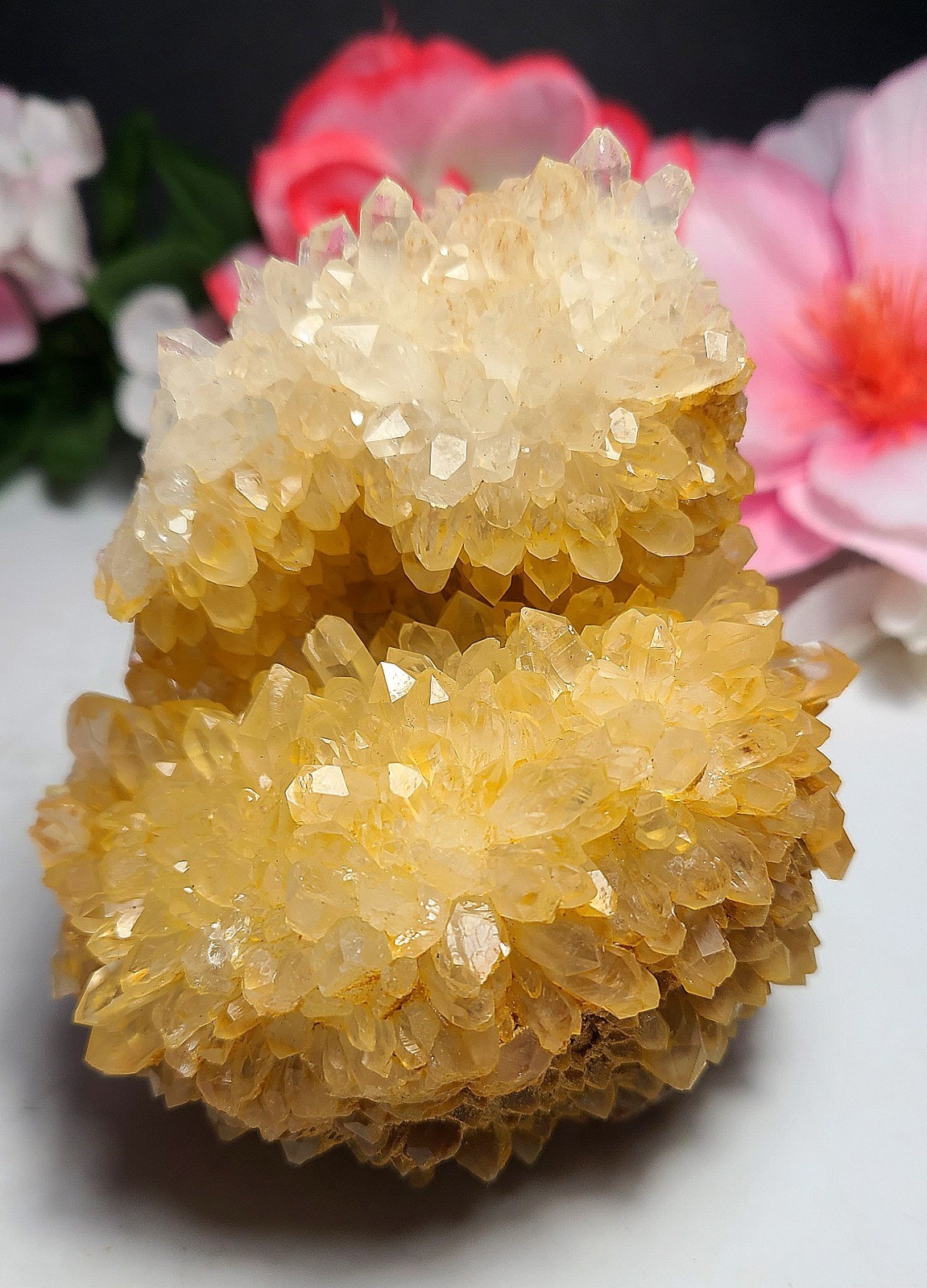 3.7″ 361g Pretty A+ Golden Healer Flower Quartz Crystal Stone Cluster Specimen