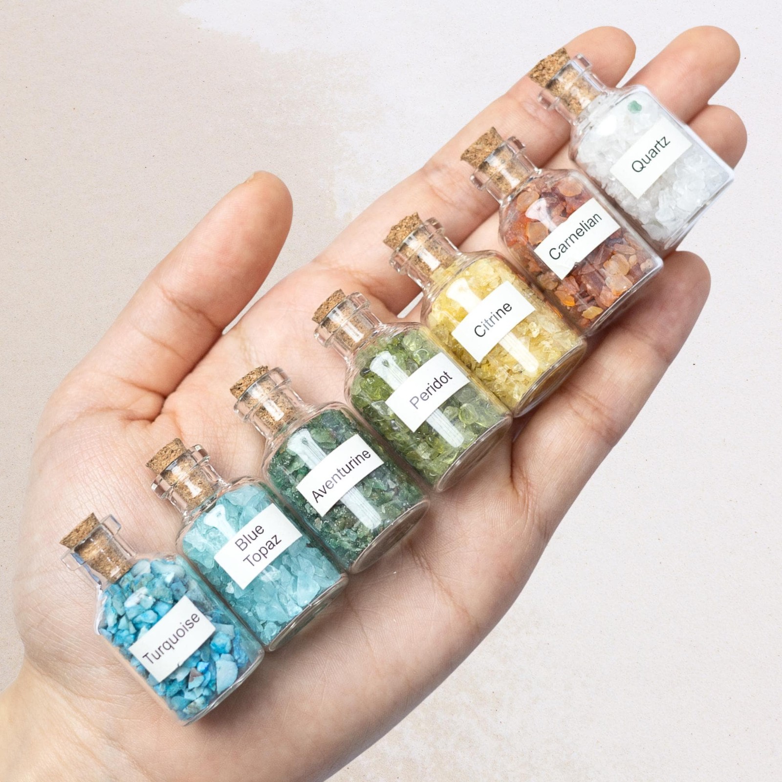 Crystal Chip Bottles Mini Gemstone Chips Glass Jar Jewelry Resin Art Craft Gift