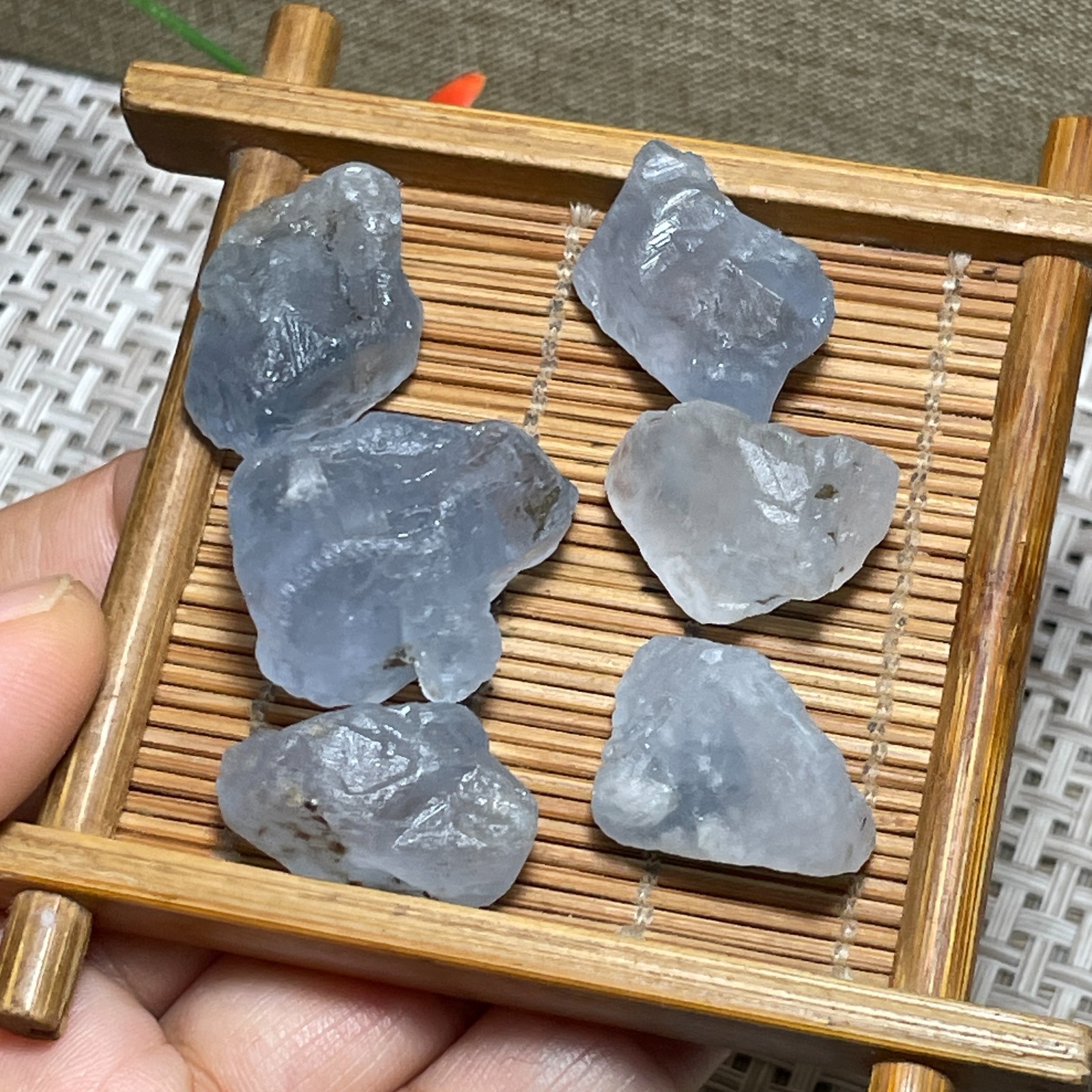 6pcs Celestite Sky Blue Crystals Natural Gemstones Mineral Specimens 56g c180