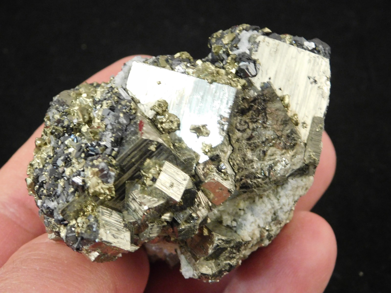 Sphalerite Crystal Cluster with Chalcopyrite Calcite and Pyrite 214gr