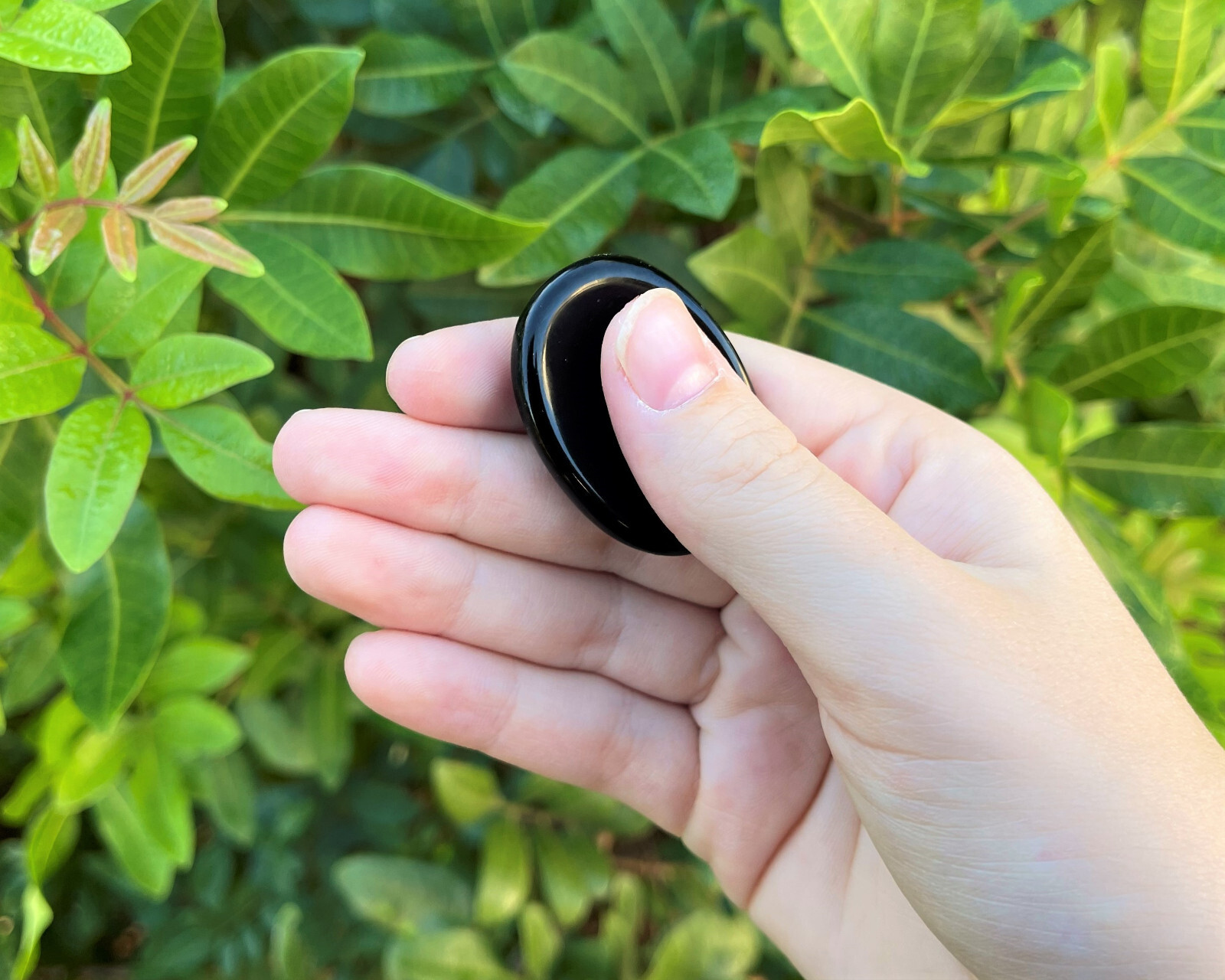 Black Obsidian Worry Stone (Black Obsidian Palm Stone Crystal, Protection Stone)