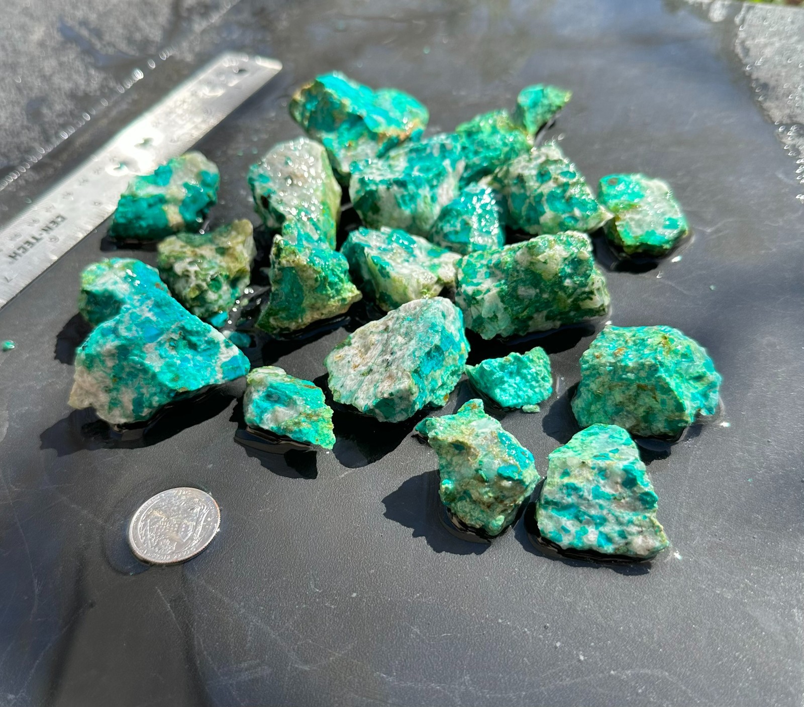 Natural Chrysocolla Rough 620 grams, Chrysocolla in Quartz for Tumbling Lapidary