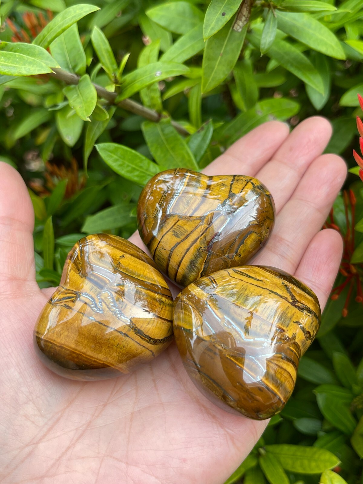 Large Tiger Eye Heart, 1.75″ Crystal Gemstone Puffy Heart, Protection Stones