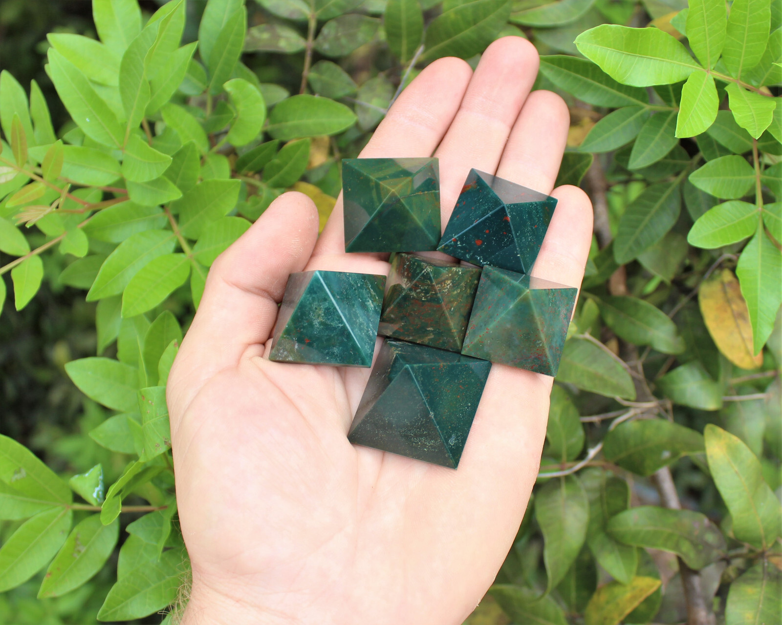 Bloodstone Crystal Pyramid, Medium 1″ – 1.25″ (Reiki Healing Bloodstone Pyramid)