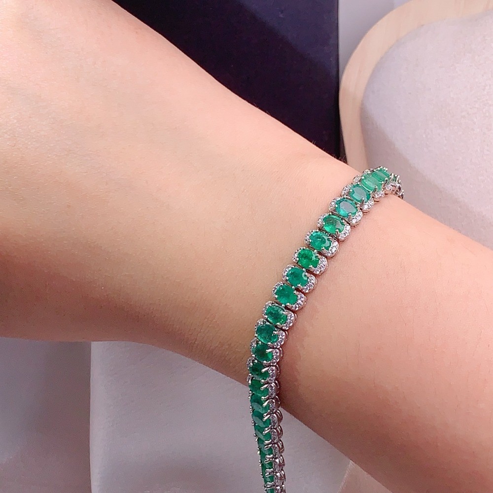 Natural Highquality emerald bracelet Gemstone Jewelry S925Silver Plated18K Gold