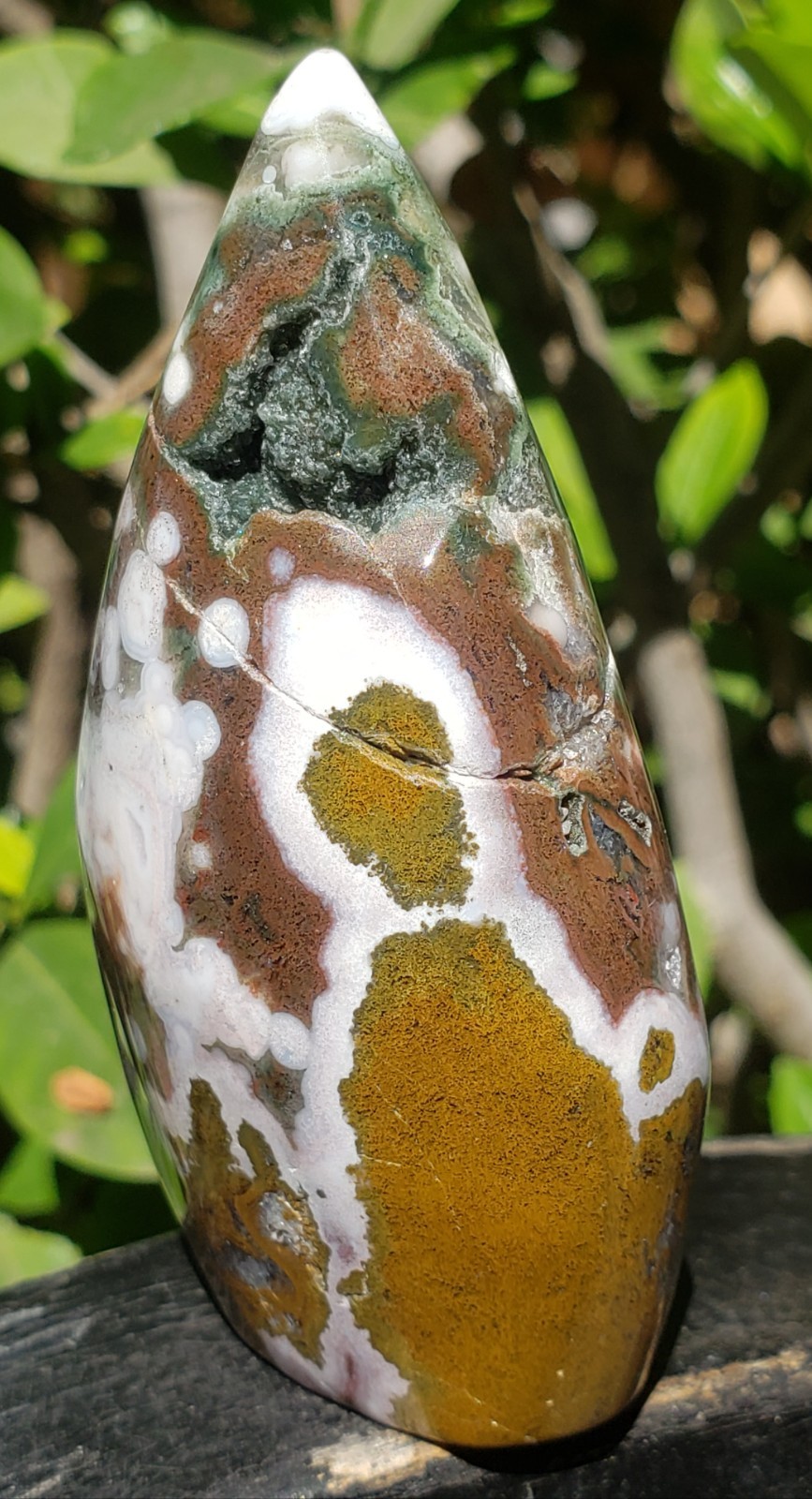 3″ Natural 8th Vein Orbicular Ocean Jasper Crystal Quartz UV Tear Free Form