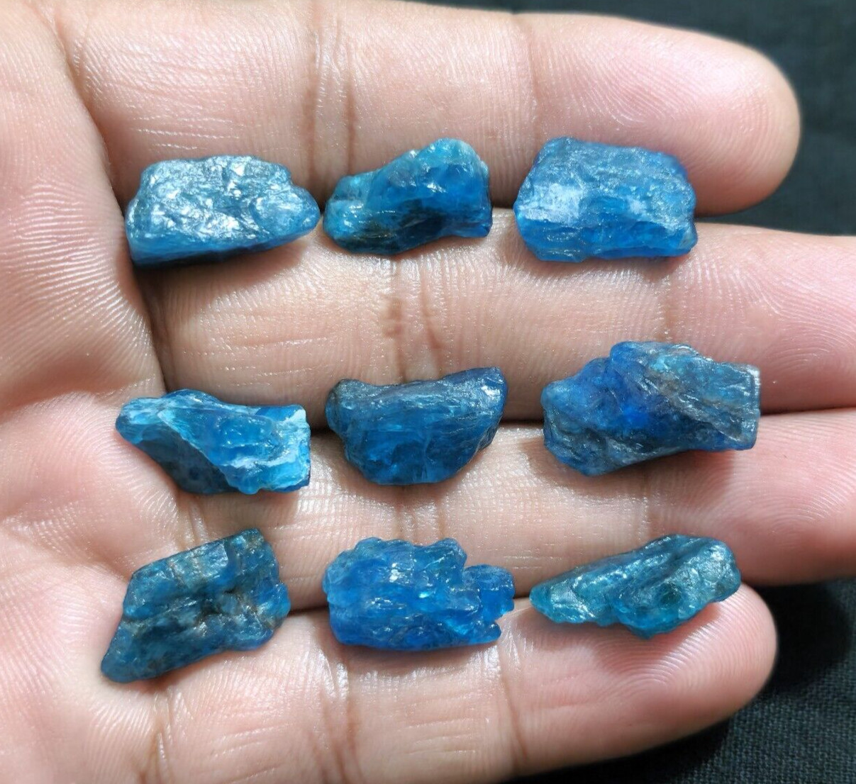 Gorgeous Blue Apatite Raw 9 Pcs Lot Size 16-20 MM Crystal Rough Loose Gemstone