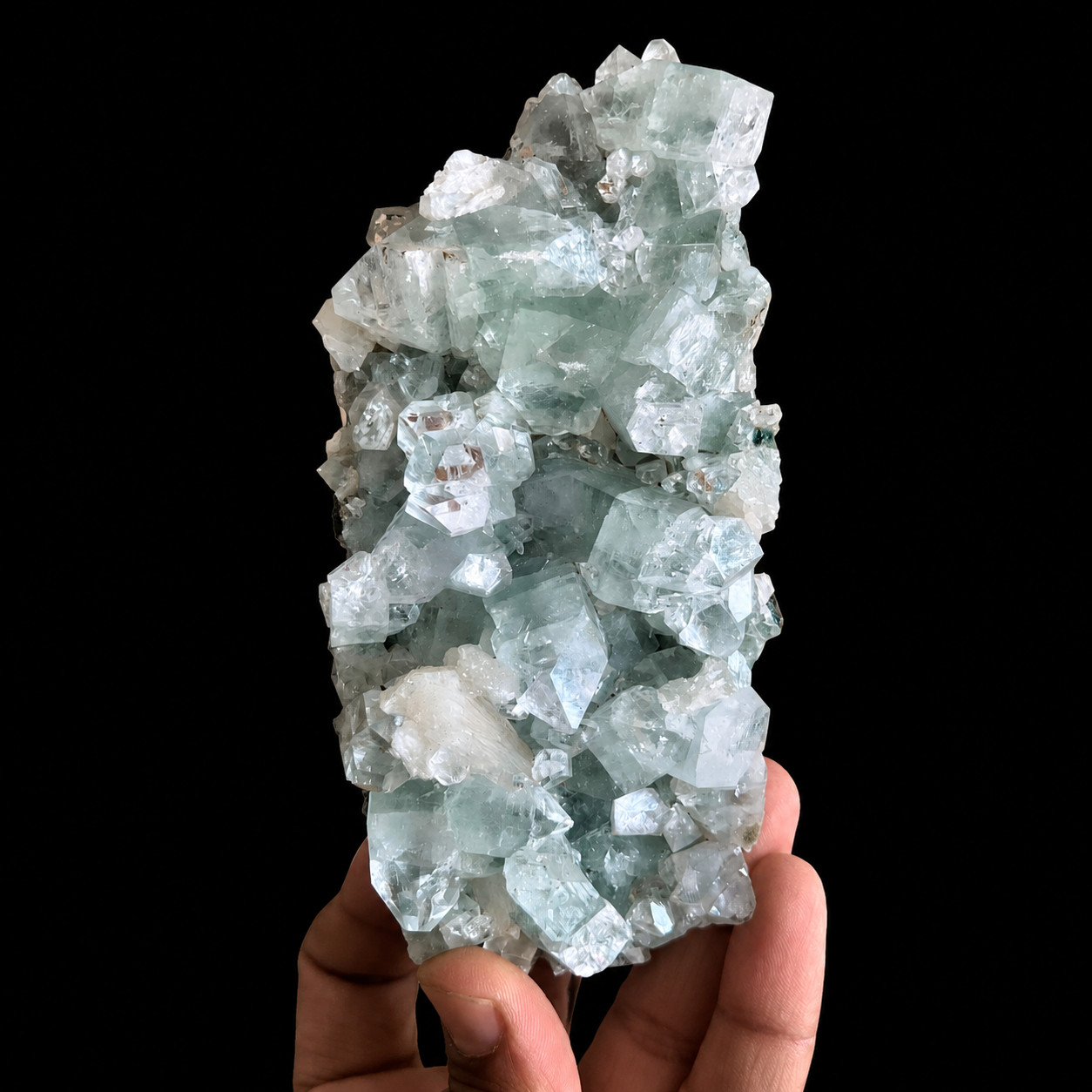 Natural Green Apophyllite with Stilbite Crystal Cluster 146g 10x6x2cm Mineral