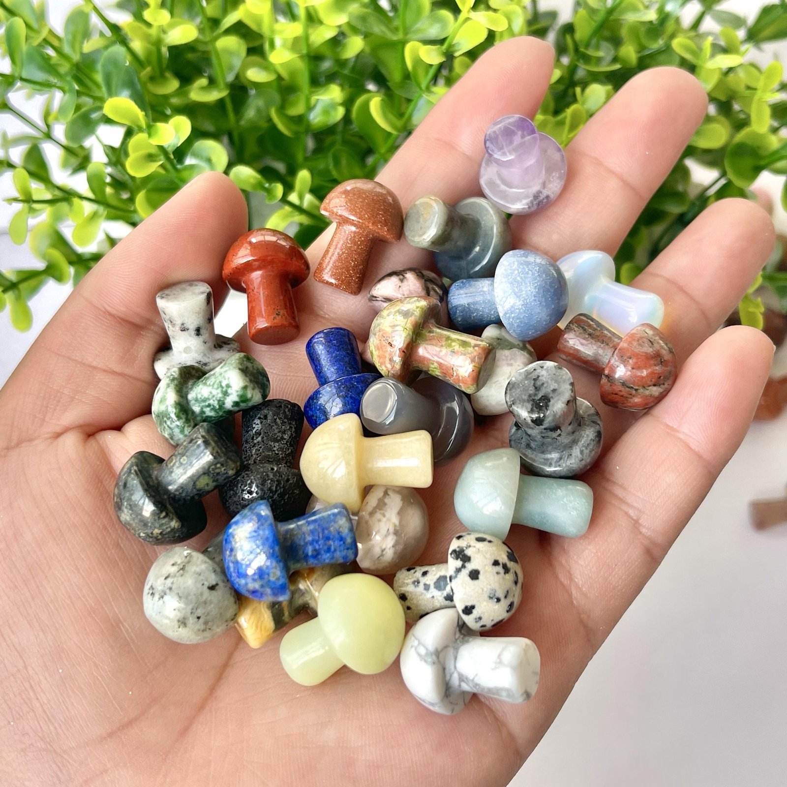 Natural Mix mini Mushroom Quartz Crystal Carved Skull Healing Random