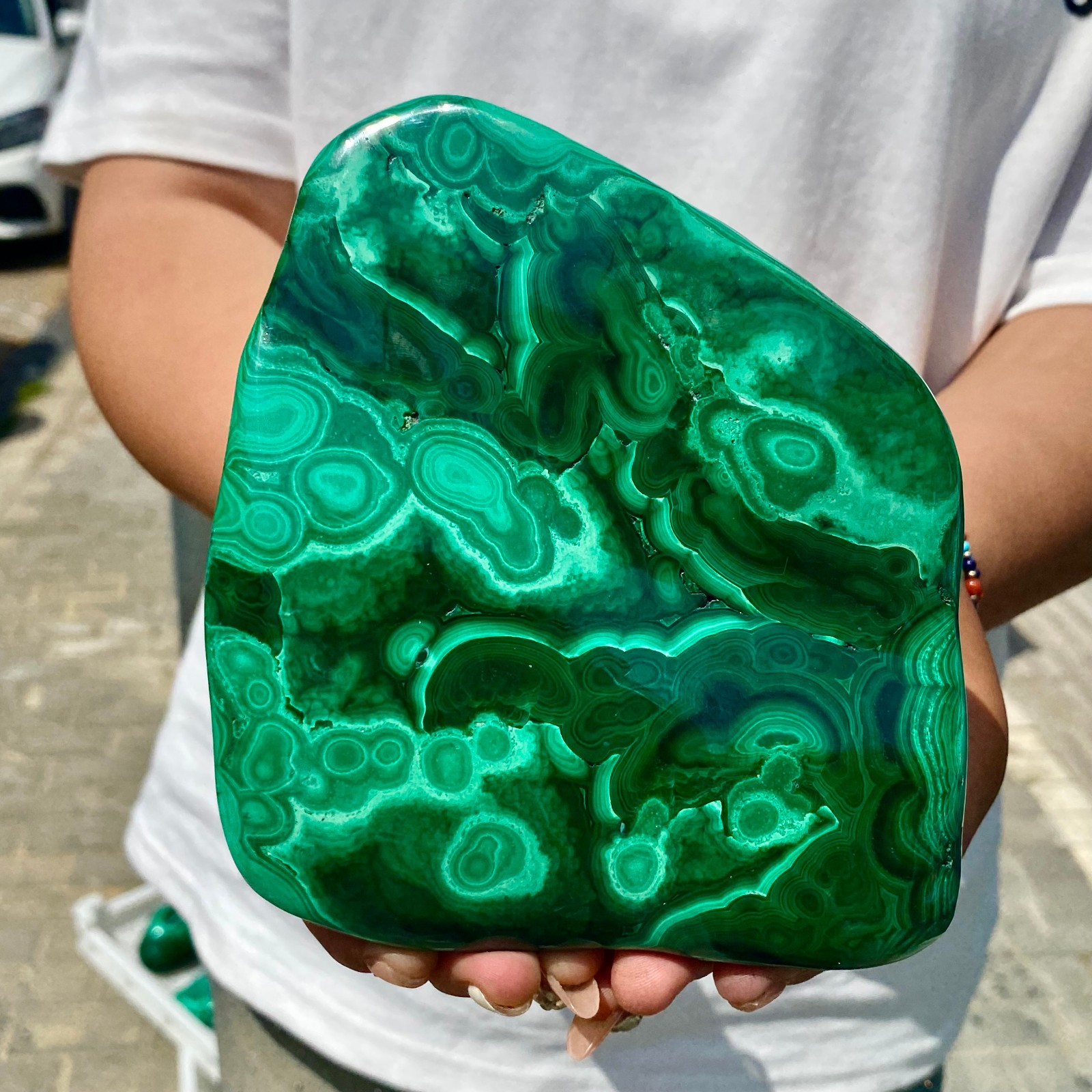 2.73LB Natural glossy Malachite transparent cluster rough mineral sample