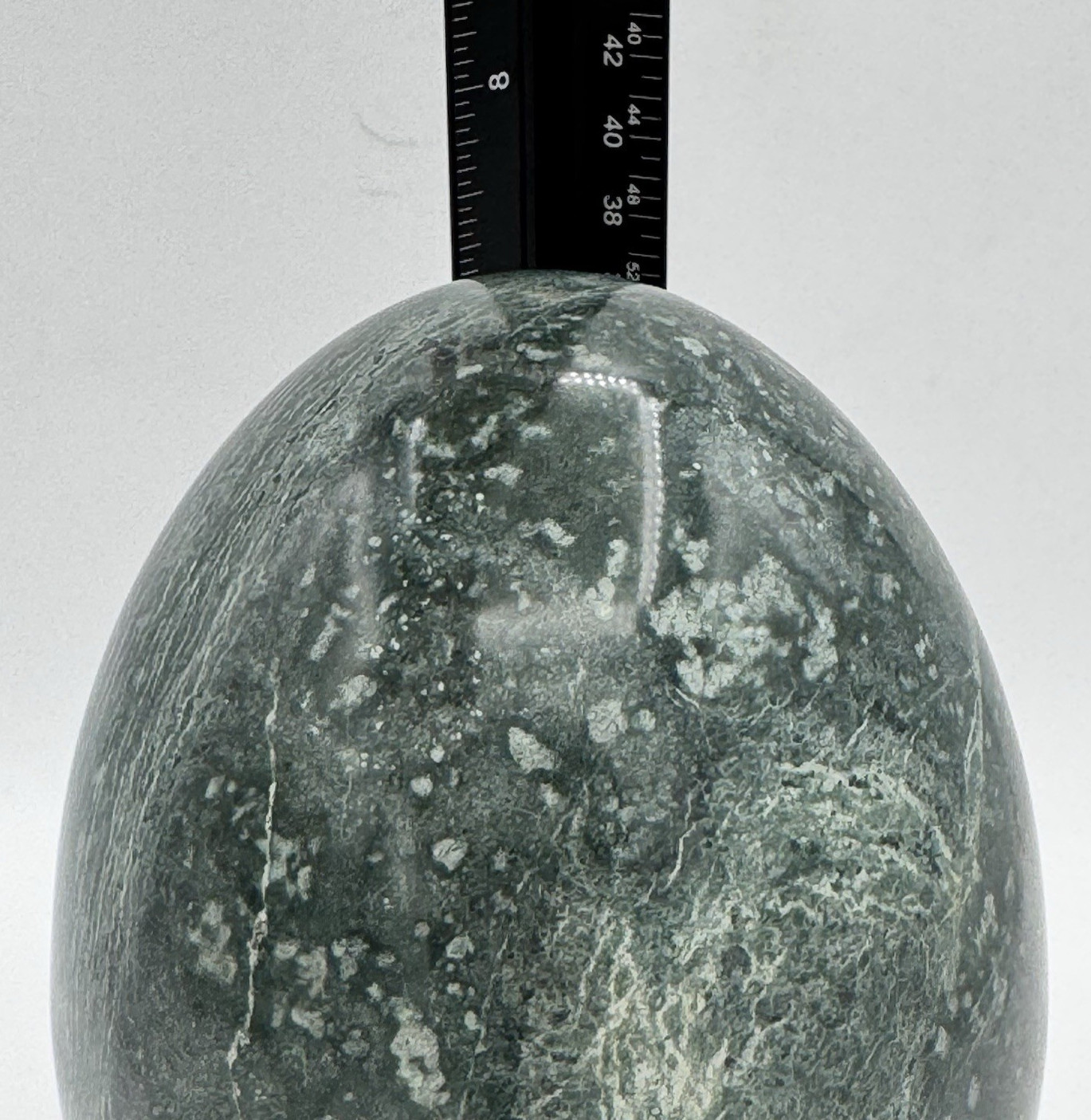The Connoisseur Collection Teal Green Marble Egg On A Brass Fleur De Lis Base