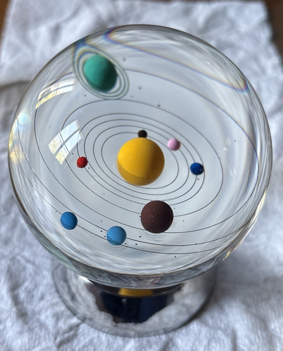 Solar System 3D Crystal Glass Ball w/ Plastic Base