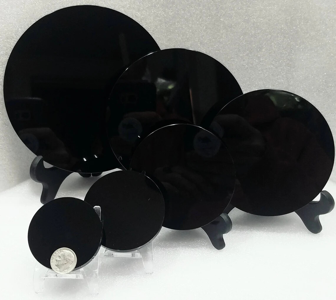 Black Obsidian Crystal Scrying Mirror Plate Crystal Divination Witchcraft Wicca