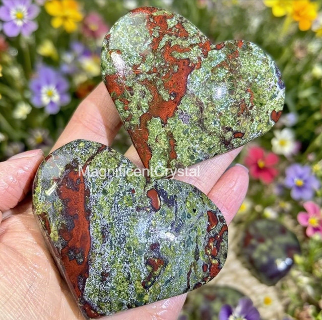 1pc Dragon Blood Jasper Heart Stone Palm Stone Healing Decor Energy Reiki Gifts