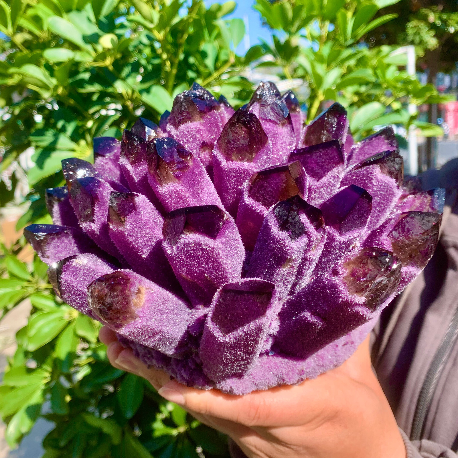 9.2LB Raw Dark Purple Phantom Amethyst Cluster Crystal Geode Specimens Ornament