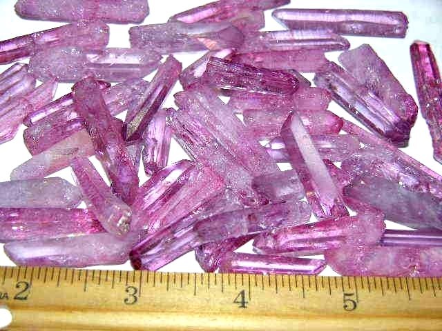 Pink Angel Aura quartz crystal terminated 5 crystals per lot 3/4-2 inch long