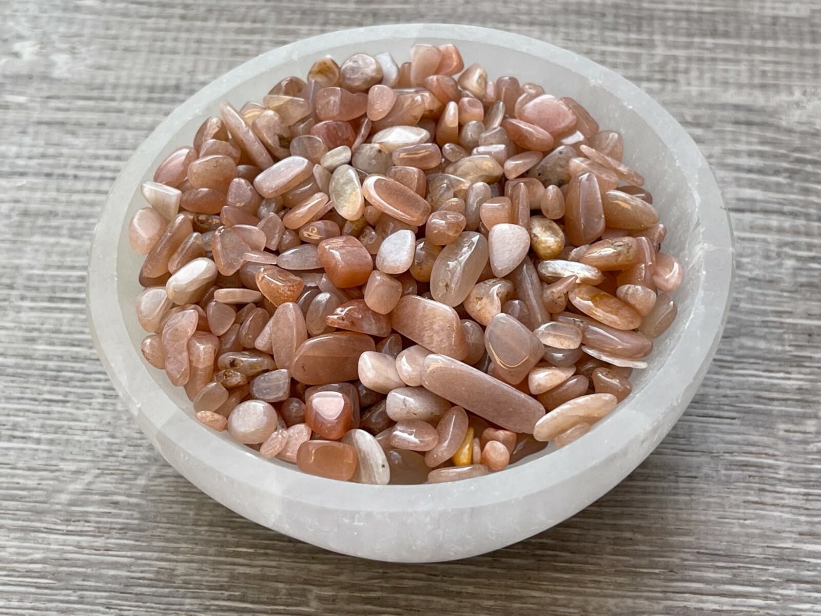Grade A++Peach Moonstone Semi Tumbled Gemstone Chips 5-18mm, Wholesale Bulk Lot