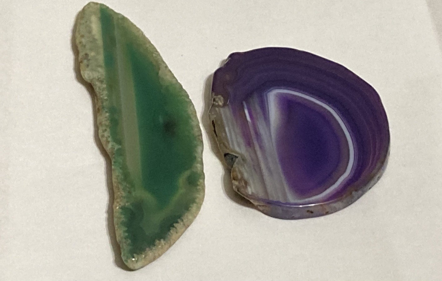 Set Of 2 Natural Quartz Agate Crystal Geode Druzy Cut Slice Gemstones 29G & 20G
