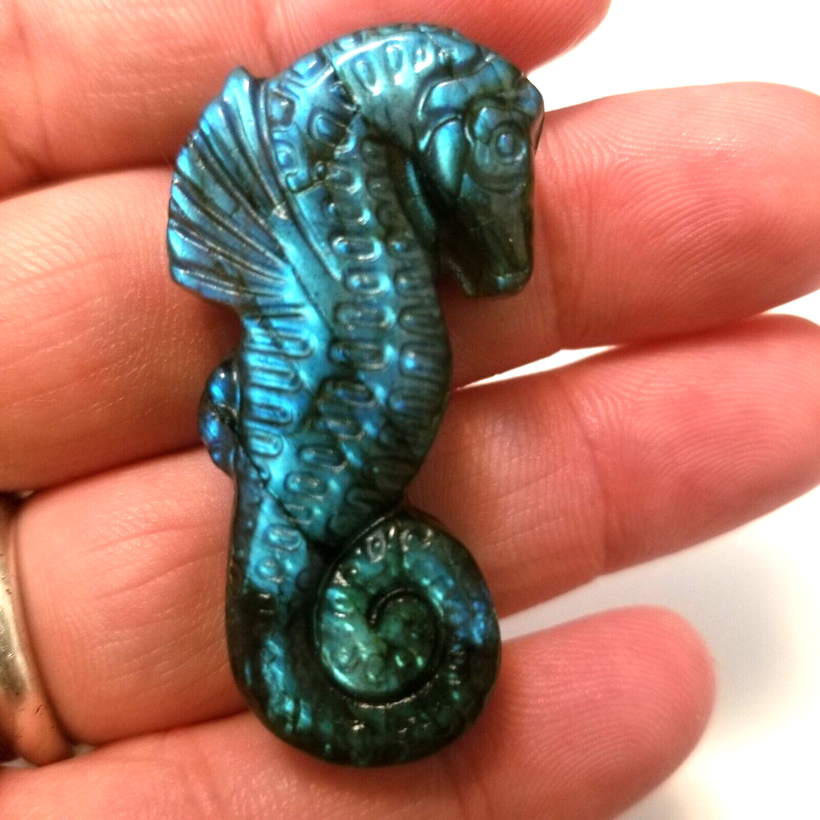 2″ Labradorite Seahorse Figurine Carving Specimen Rocks Crystal