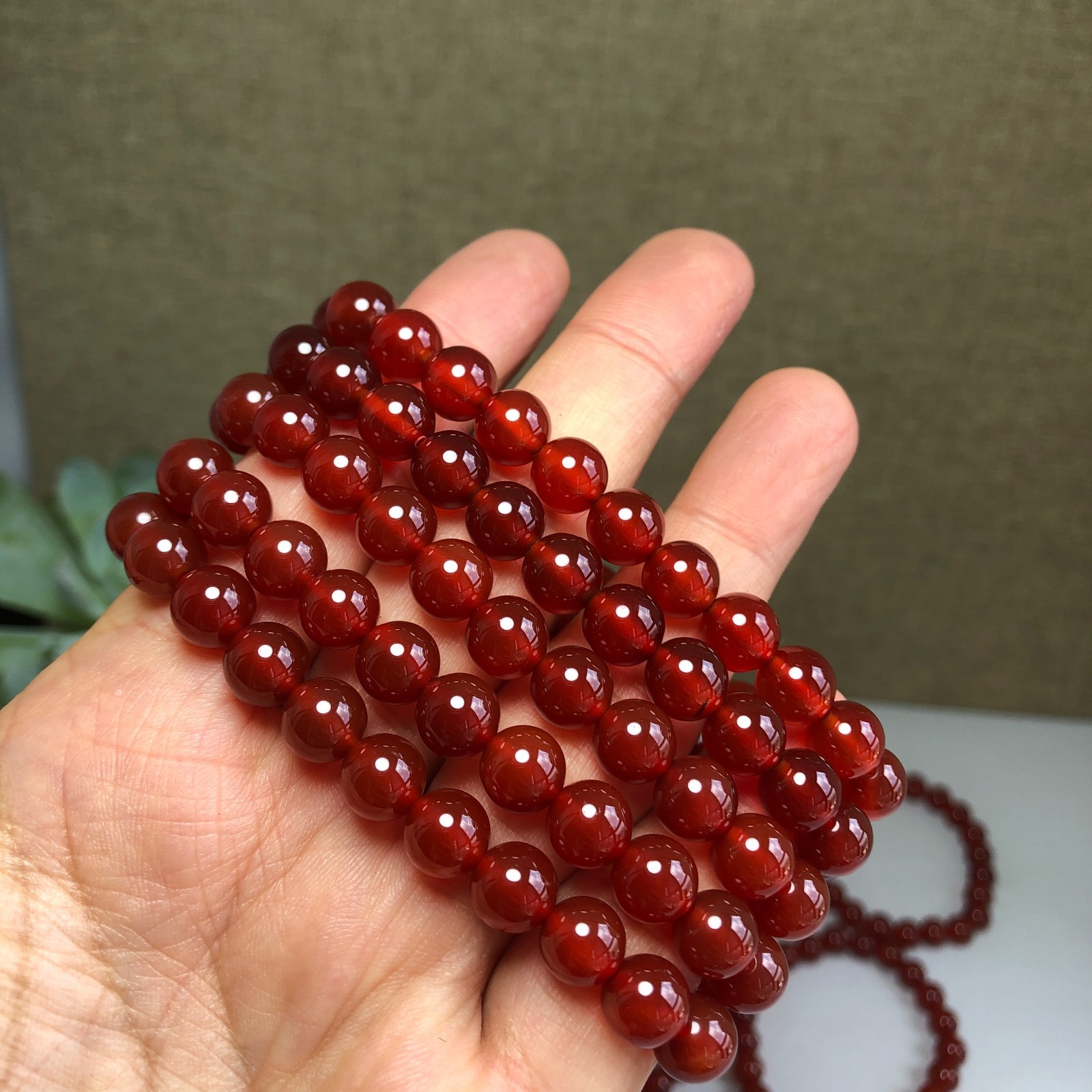 5Pcs Wholesal Natural Red Agate Stone bracelets Crystal ball sphere 8mm