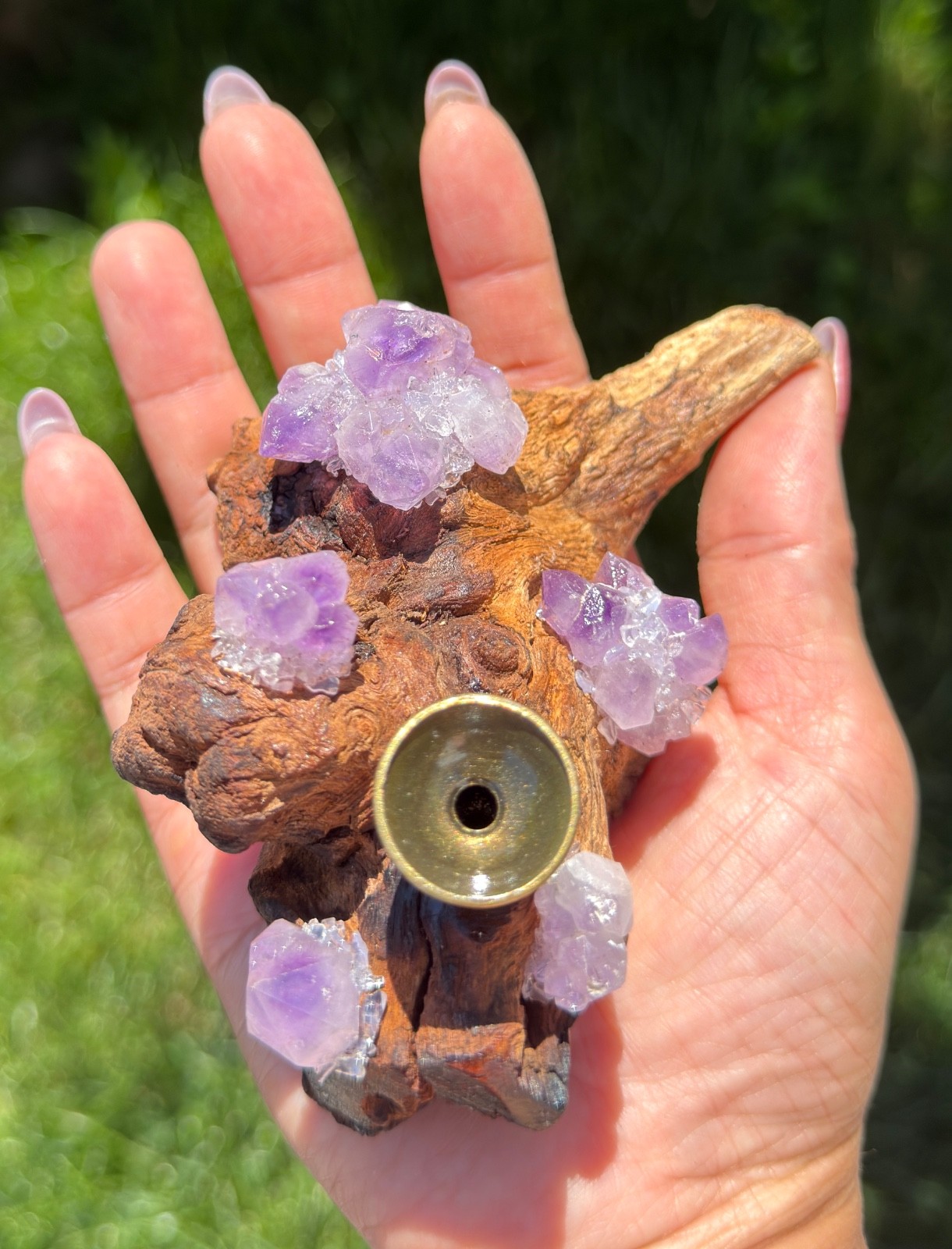 Wholesale Lot 8 Pcs Natural Amethyst Drift Wood sphere Stand – Incense Holder