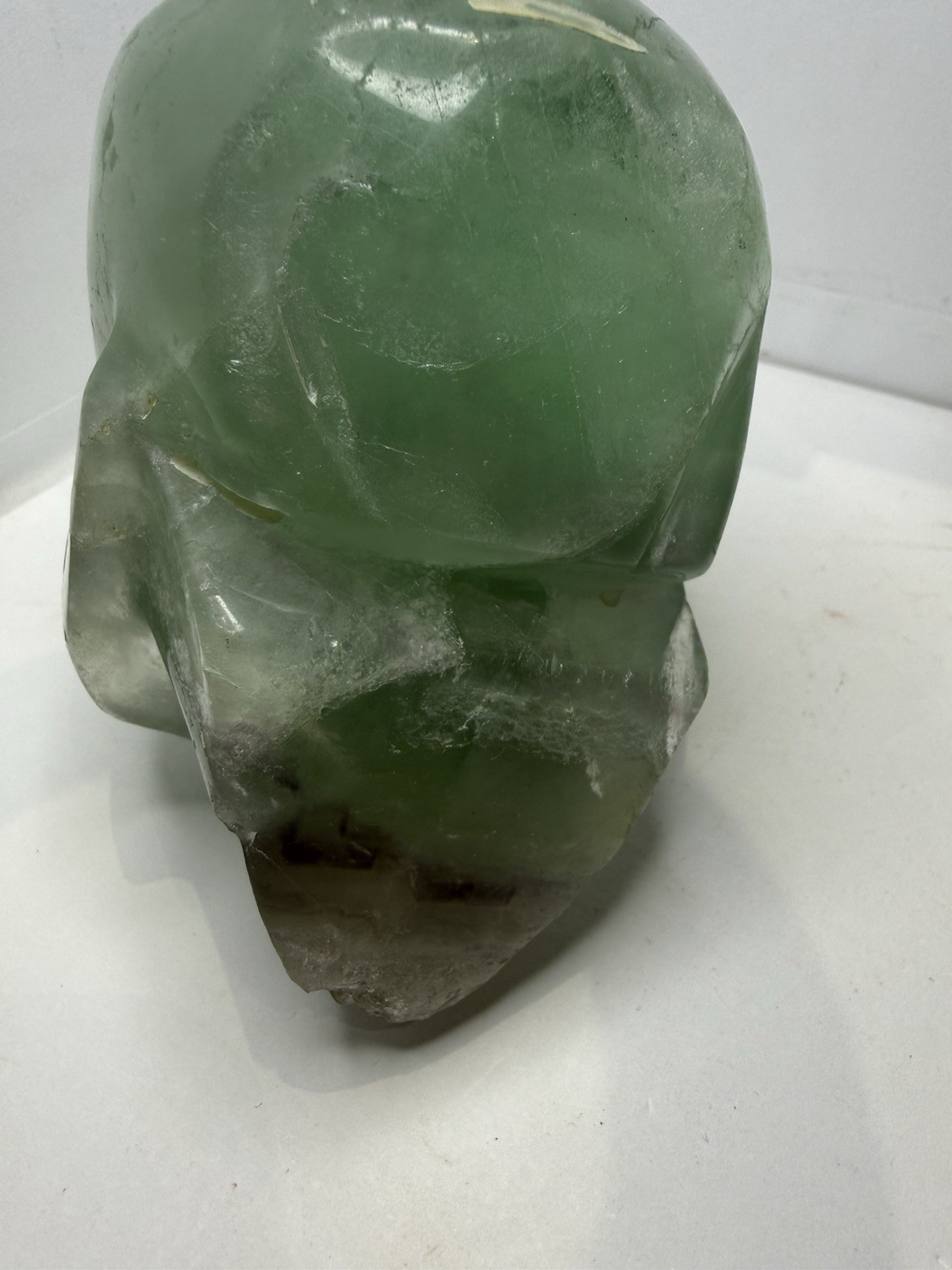 Large Natural Green And Purple Fluorite Crystal Carved Polished Skull 1lb 13oz