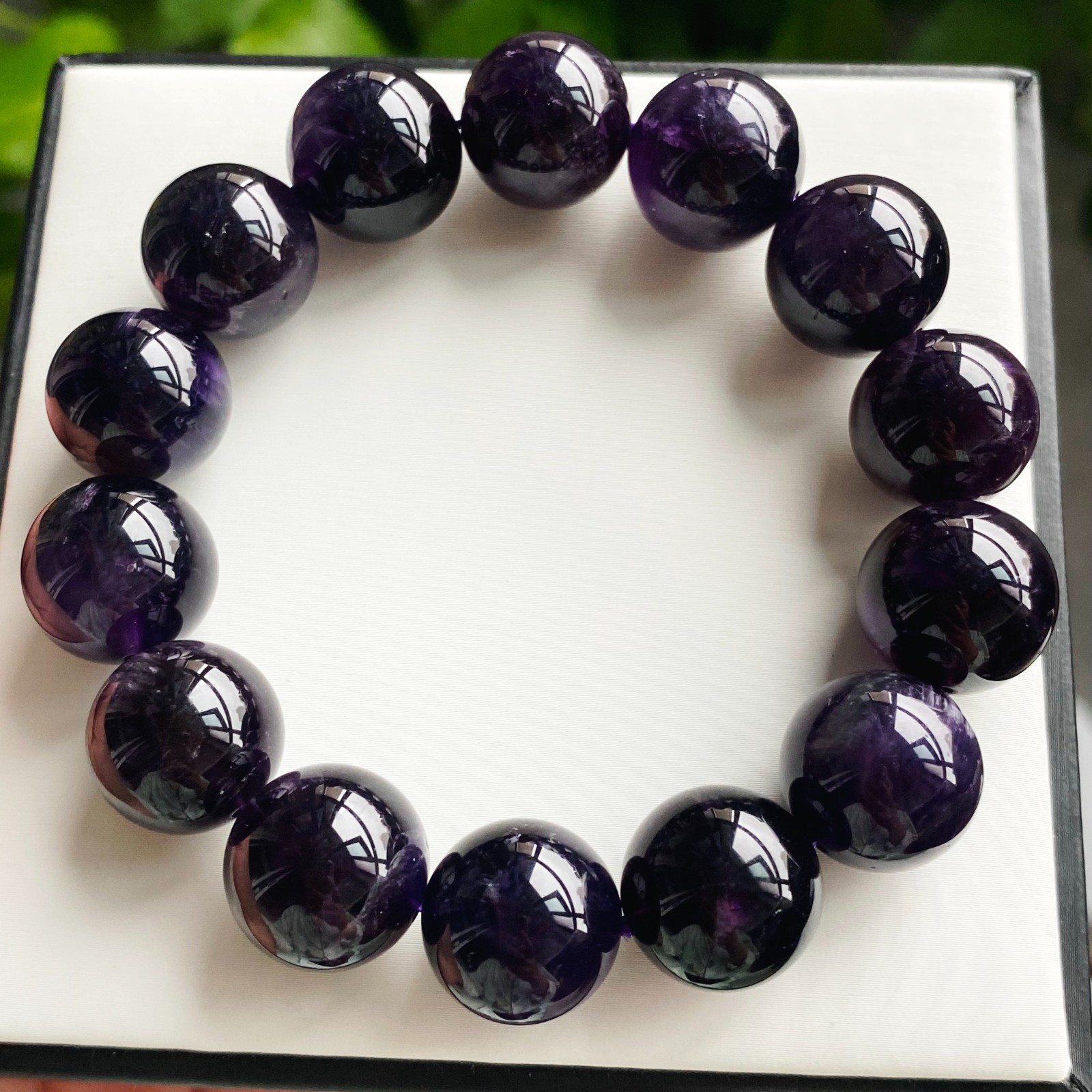 15mm Natural Rare Purple Amethyst Crystal Beads Bracelet 2101