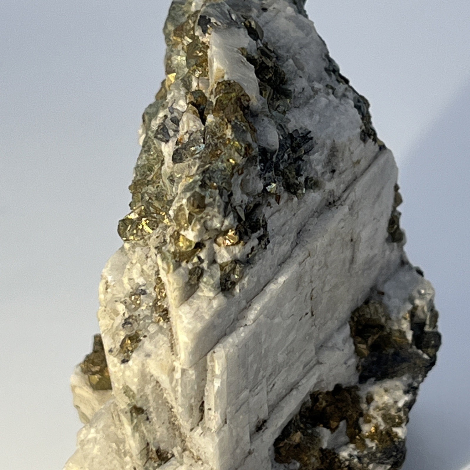 175g Rare Golden Chalcopyrite Iron Pyrite Gemstone Mineral Specimen in Calcite