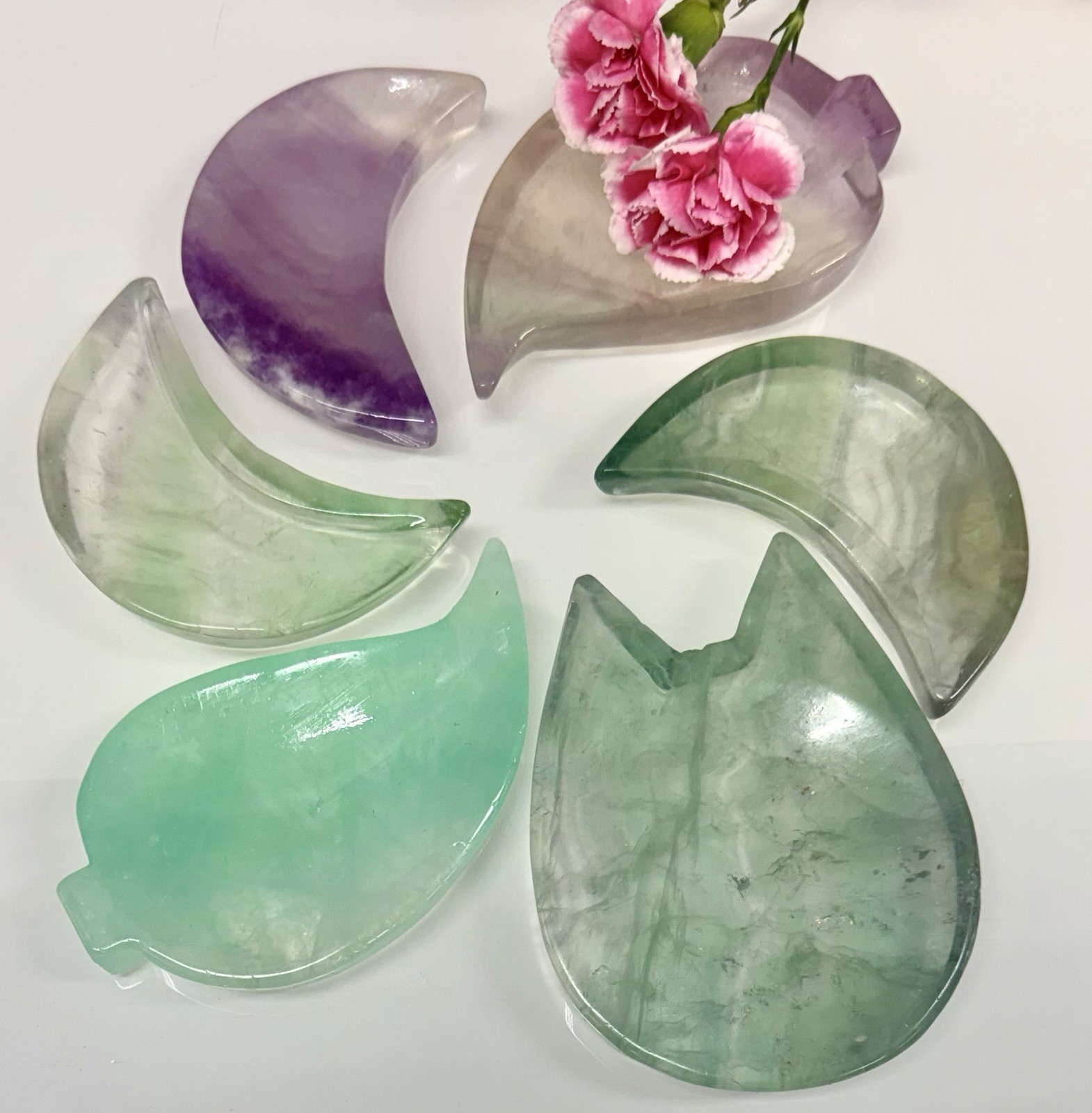 Wholesale Lot 6 Pcs Natural Fluorite Mixed Bowls Crystal Healing 1.8-2 Lbs