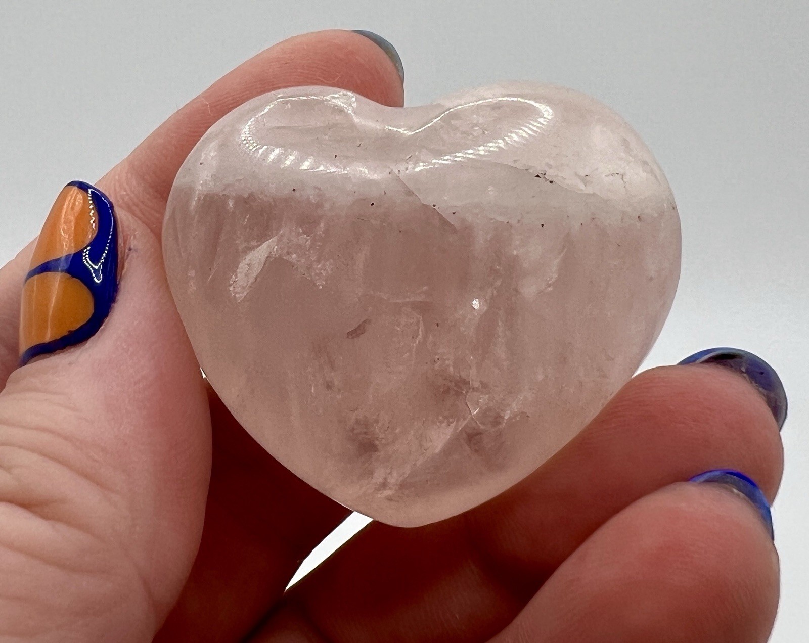 Rose Quartz Polished Pink Heart Crystal Stones and Matching Wand/Stick Set